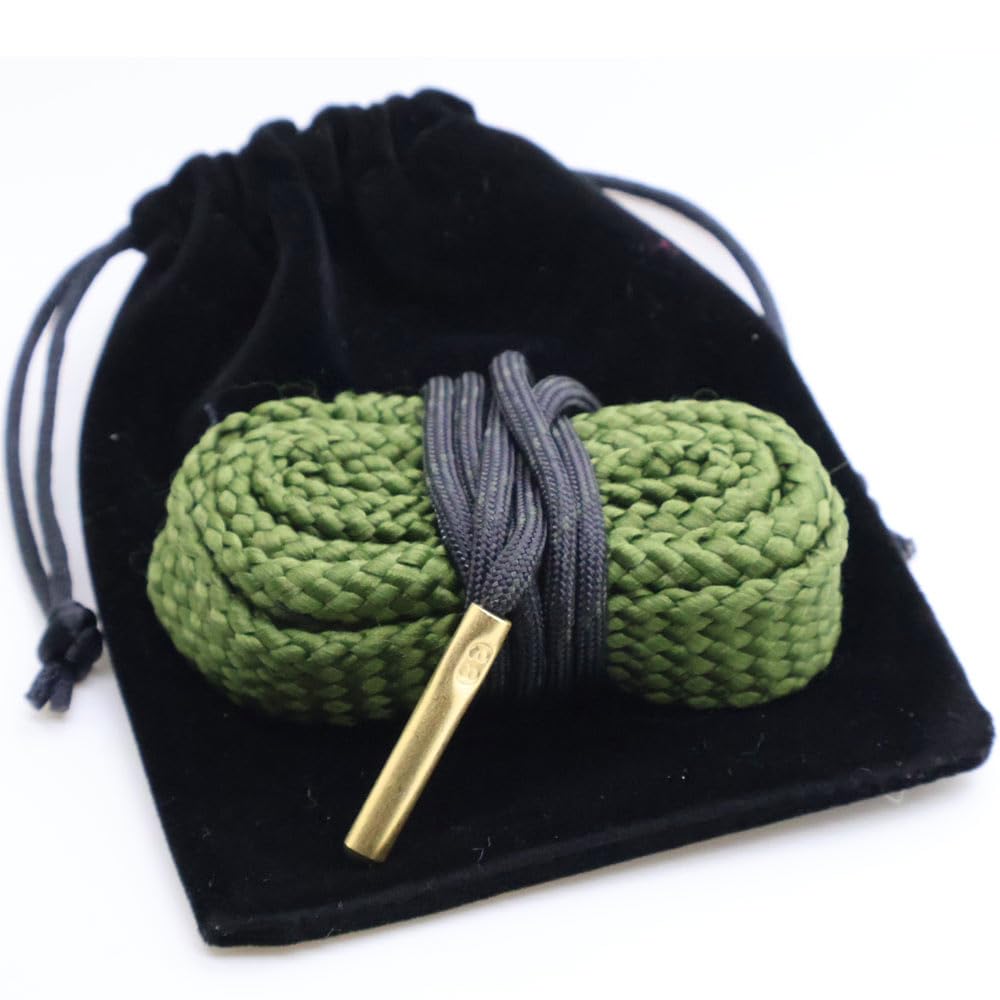 9mm .38 .380 .357 Calibre Handgun Pistol Barrel Cleaning Kit + Storage Bag Snake Cleaner Revolver Gun Pull Through Cord Rope Gunsmithing Tool Brush 380 38 357 Cal