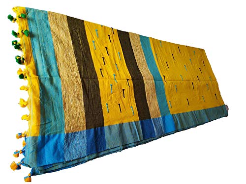 dB DESH BIDESH Women's Tant Cotton Saree with Blouse Piece ( Yellow, Blue, Black) 4 dB DESH BIDESH Women's Tant Cotton Saree with Blouse Piece ( Yellow, Blue, Black) - Image 4