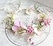 Pearl Flower Crown Floral Garland Headband Flower Halo Headpiece Hair Wreath Boho with Ribbon Wedding Party Photos Festival Pink by Vivivalue