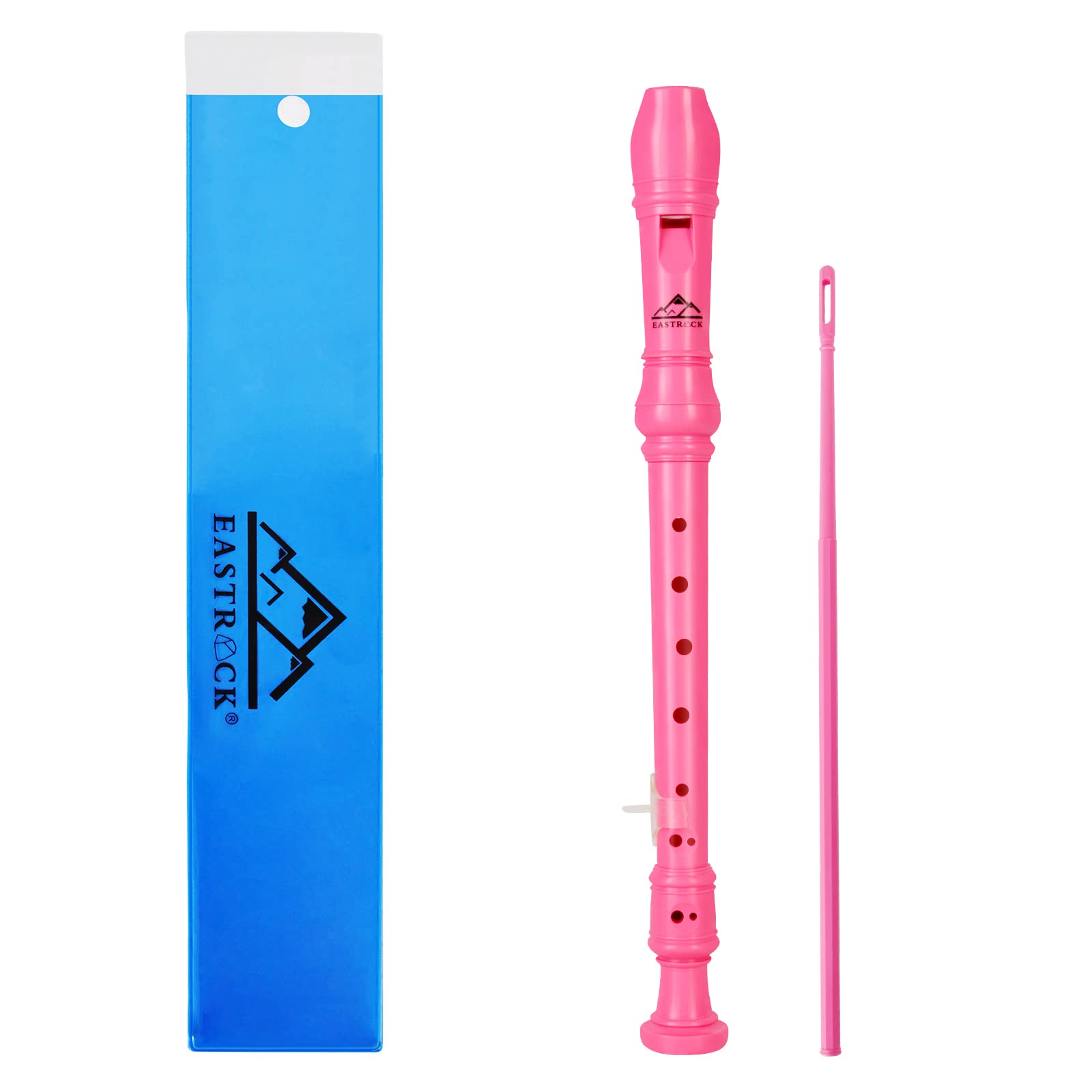 EastRock Soprano Recorder for Beginners Kids, German Style ABS Recorder, C Key with Cleaning Rod, Fingering Chart, Packing Bag, Thumb Rest (Pink)