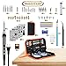 GEYOTAR Wood Burning Kit,Professional Pyrography Pen Set,60W Temperature Adjustable Soldering Iron with Switch,Wood Embossing/Carving/Soldering Tips,5 Stencil,6 Pencils,solder wire,Stand and Carry Bag