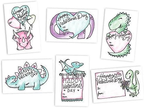 Adorable Dinosaurs Classroom Valentine's Day Exchange Cards - 48 Cards