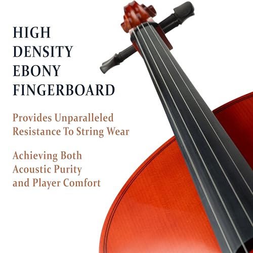 Cecilio 4/4 Full Size Cello, Beginner Cello 4/4, Acoustic Cello Set with Portable Bag, Bow, Rosin, Stand, String Musical Instruments for School Orchestras, Performances