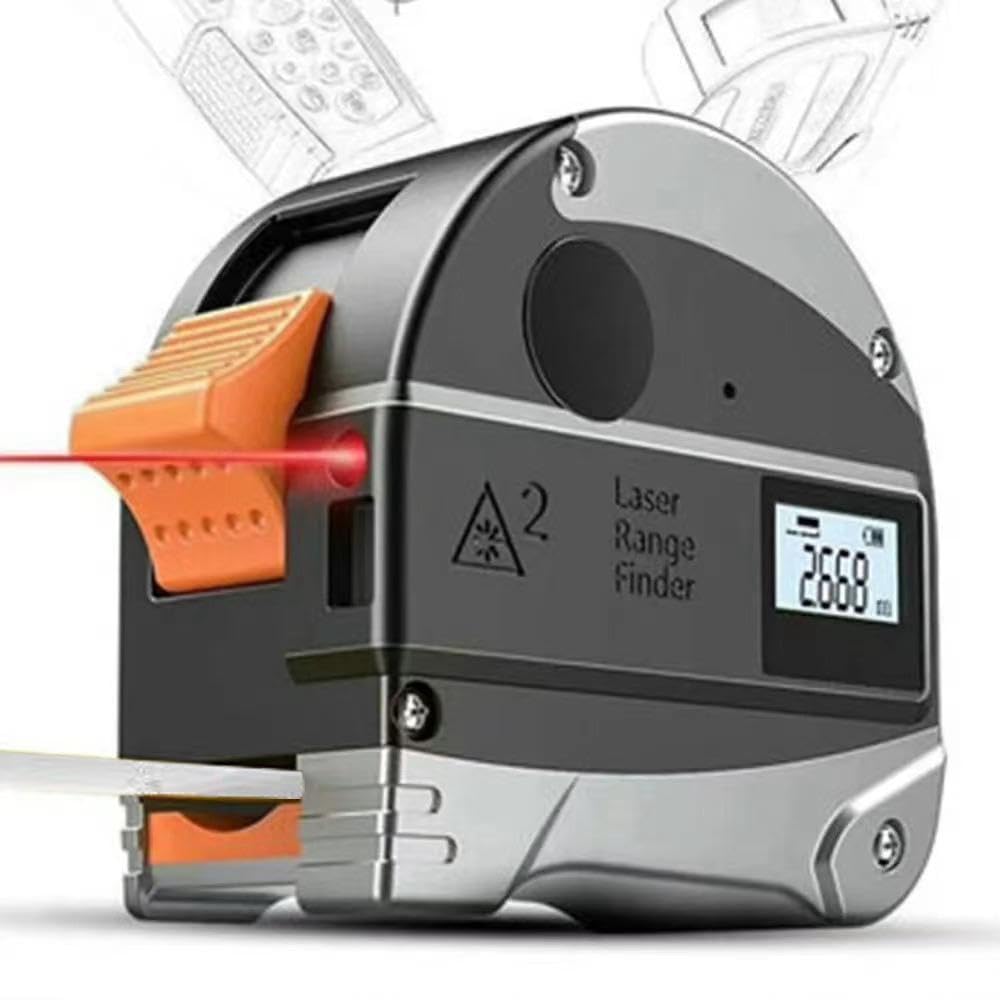 2 in 1 Digital Laser Tape Measure 40m (130ft), Laser Measuring Tape with 5m Auto Lock Tape, USB Rechargeable Digital Tape Measure with Laser, LCD Display High Precision Laser Measuring Tool