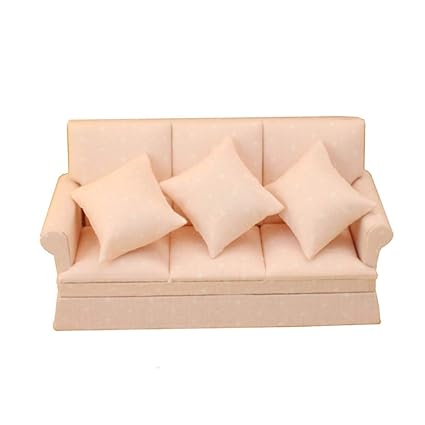 RONSHIN 1:12 Mini Couch with Pillows Kids Play House Toys for Doll