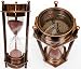 5" DECORATIVE BRASS SAND TIMER HOURGLASS WITH ANTIQUE MARITIME BRASS COMPASS primary