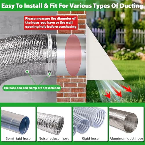 6 Inch Hooded Wall Vent with Screen and Damper,6 Inch Exhaust Vent Cover Cap for Outdoor Kitchen Range Hood Dryer Ventilation,Outside Wall Mount Extractor for House Air Exhaust,Galvanized Steel,White