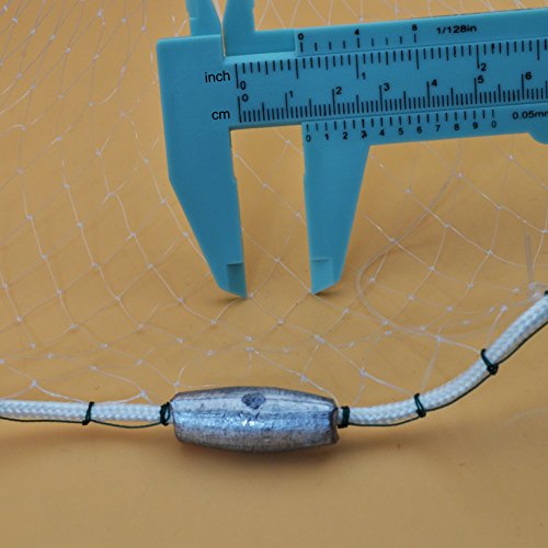 Omonic Handmade American Style Saltwater Fishing Cast Net for Bait Trap Fish with Heavy Duty Real Lead Weights and 40 Feet Handline 3/8inch Mesh Size 4ft 6ft 8ft 10ft 12ft Radius (12 Feet 3/8 Inch) - Thumbnail 2