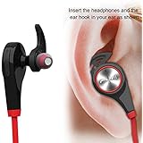 Bluetooth Headphones, Wireless Earbuds Bluetooth Headset with mic Sports running Earphones for iPhone Sony Samsung motorola LG (Red)