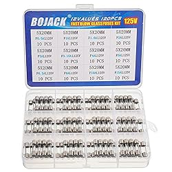 BOJACK 12 Values 120 pcs Fast Blow Glass Fuses