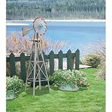 4ft. Ornamental Windmill - Galvanized with Red Tips
