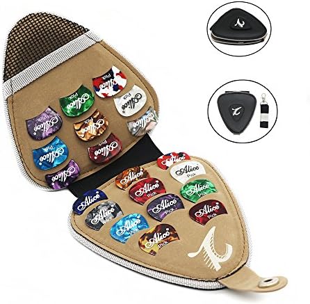 Gaodear Guitar Picks Holder Cases 20 Packs Set Leather Case With Lanyard Picks Box Folder (Guitar Picks Bag)