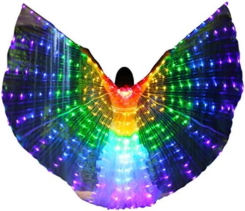 Adult Isis Wings LED Dance Cosplay Halloween Performance with 2 Telescopic Sticks