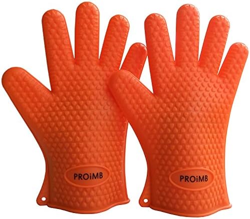Proimb Silicone Gloves for Cooking Heat Resistant (Orange, Free Size)