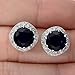 EVER FAITH 925 Sterling Silver Cubic Zirconia Elegant Cushion Cut Halo Stud Earrings Blue