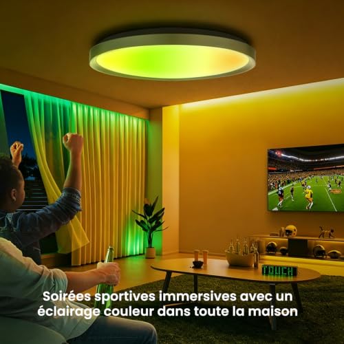 Yeelight Office Close-to-Ceiling Lights RGB LED Smart Ceiling Lights, 60W, 3800 Lumens, 2700K-6500K, Dimmable Lamp, Compatible with Alexa, for Living Room, Bedroom, Kitchen
