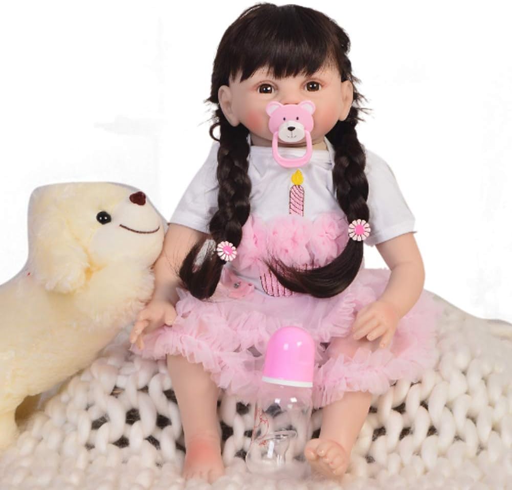Prezzo Candyana Rinato Bambola 55cm Simulazione Bambino Grandi Occhi Carino Corpo in Silicone Capelli Lunghi Principessa Bambini Compleanno Regali di Natale Offerte