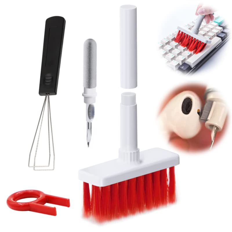通用 Soft Keyboard Cleaning Brush Kit, 5 in 1 Multifunction Cleaning Tool Kit Earphone Cleaner with Steel Wire Keycap puller fit for Airpods Pro，PC Laptop，headsets，Gaming Mechanical Keyboard