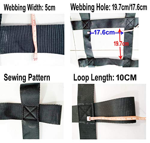 FONG 17 ft X 6 ft Climbing Cargo Net Black - Outdoor Cargo Webbing Net - Military Climbing Cargo Net (17)