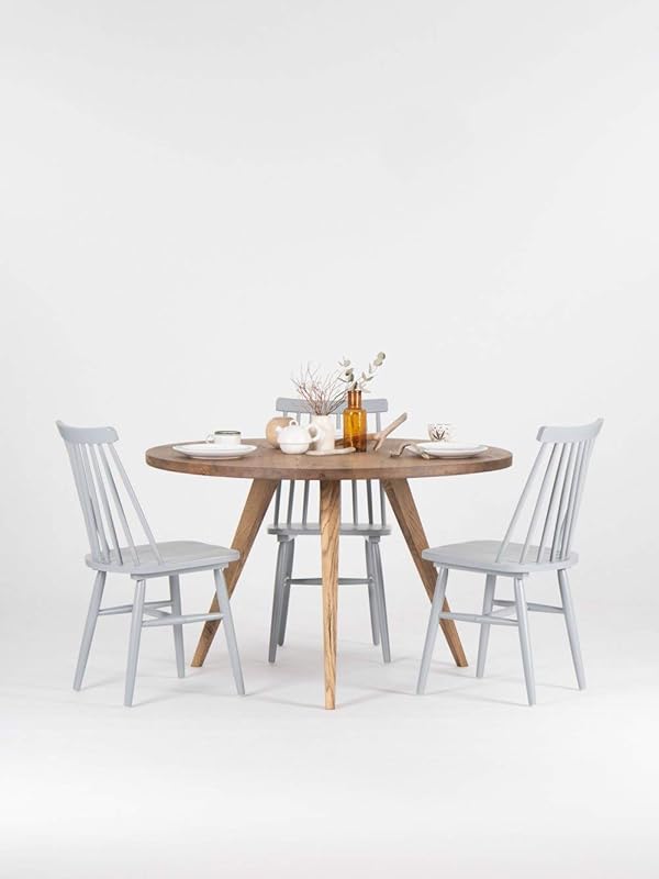 Runder Esstisch, rustikaler Küchentisch aus massivem Eichenholz: Amazon