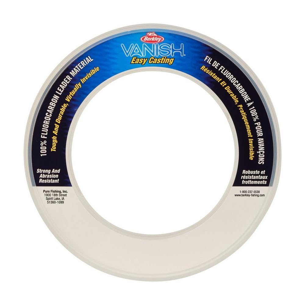 Berkley Vanish® Leader Material Coil, Clear, 30lb | 13.6kg, 30yd | 27m Fluorocarbon Fishing Line, Suitable for Saltwater Environments