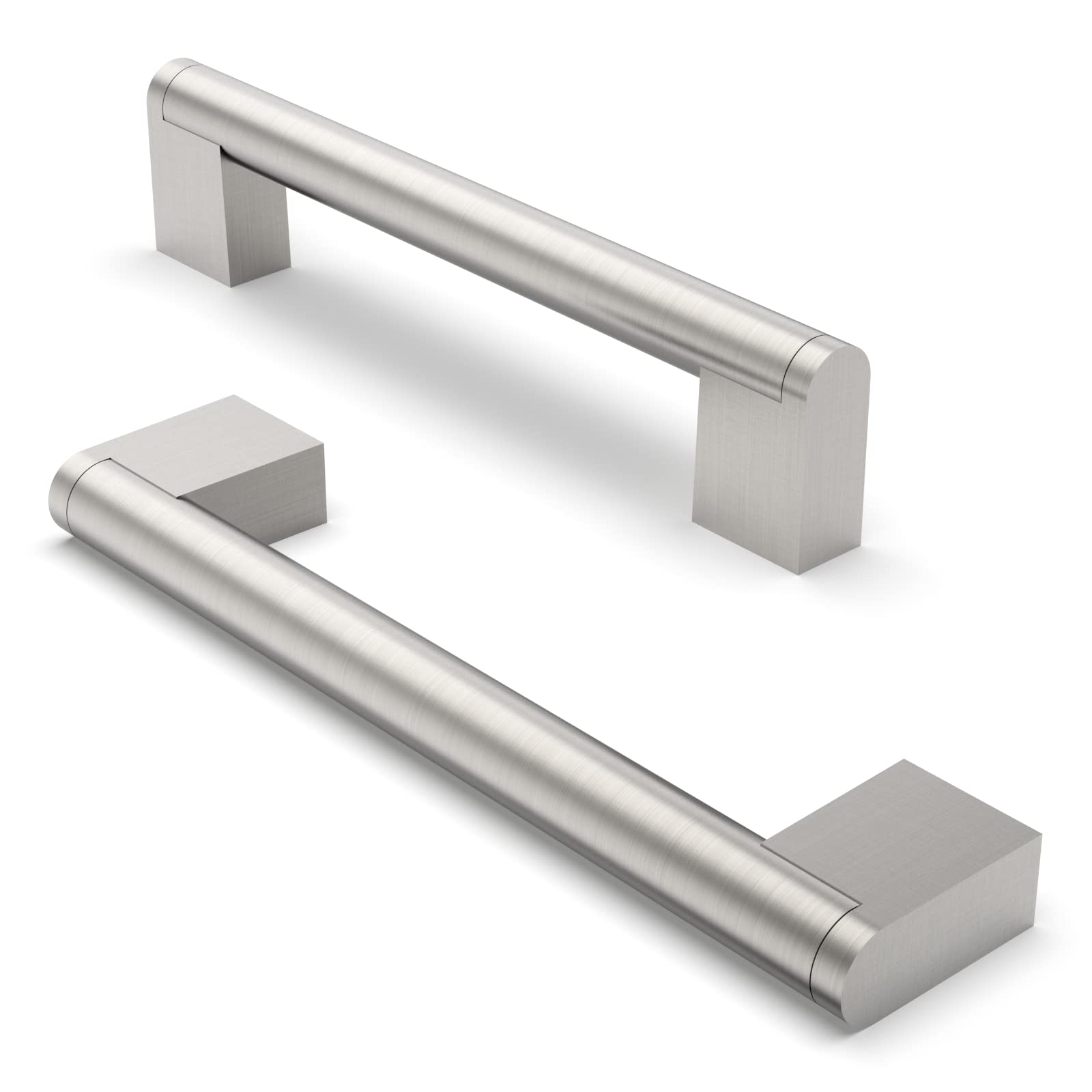 FURNIWARE 10 Pack Cabinet Pulls, Hardware Drawer Handles, Stainless Steel Kitchen Cabinet Door Handles Pull, Brushed Nickel-128mm(5 Inch) Hole Center