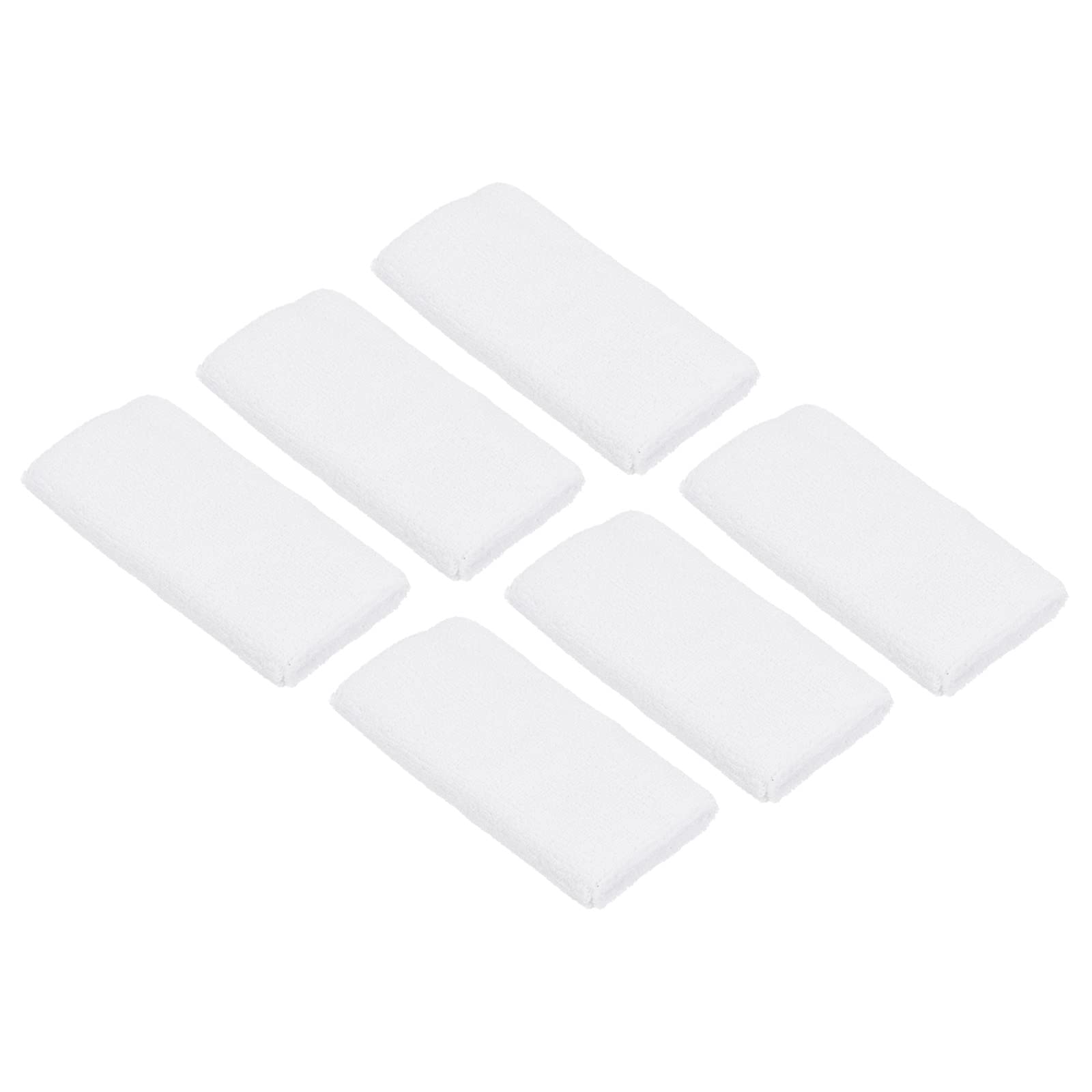 PATIKIL Sports Wristbands 8x15cm, 6 Pack Cotton Terry Cloth Absorbent Sweatband for Tennis Basketball Working Out Athletic Running, White