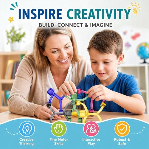 Belluxe Magnetic Toys for Kids 15PCS, Premium Magnetic People Figures Set with DIY Face Stickers, Bendable Creative Building Travel Toy for Airplane Car Road Trips, Gift for Boys Girls Ages 3+