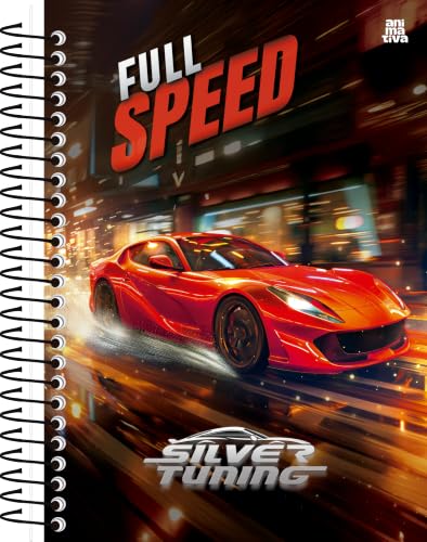 Caderno Espiral Pequeno 1/4, Animativa, Capa Dura, Silver Tuning, 80 Folhas, Pacote com 10