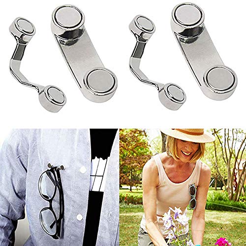 2 Pack Magnetic Eyeglass Holder, Sunglasses Clip Badge Hang Magnet Hook