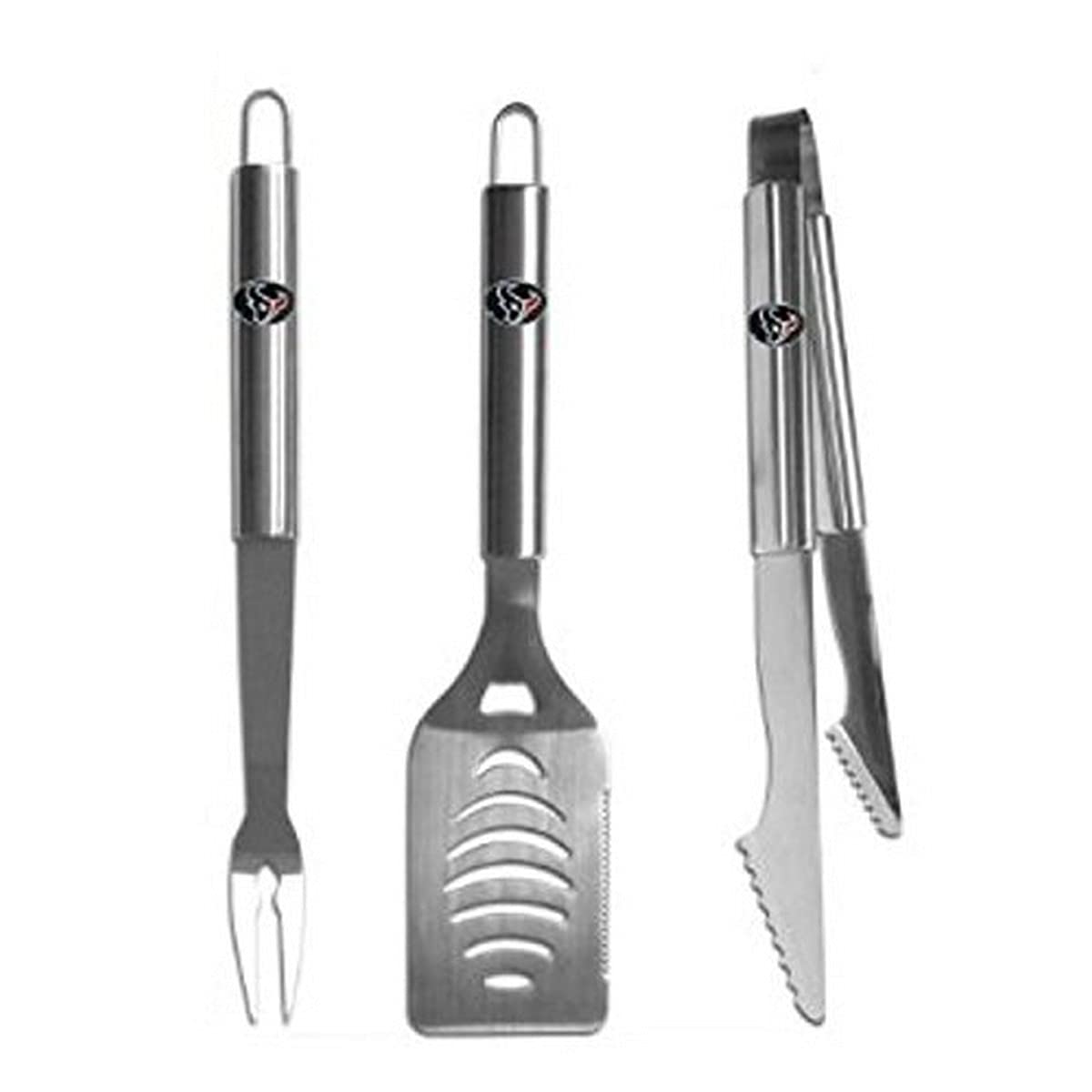 NFL Siskiyou Sports Fan Shop Houston Texans Stainless Steel BBQ Set 3 Piece Brushed Metal