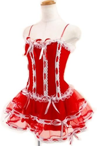 Amazon レースフリルワンピースストレッチダブルリボンスピンドル 赤白フリーサイズ ワンピース チュニック 通販