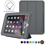 iPad Case,New iPad 2017 9.7 inch Case Smart Magnetic Auto Sleep / Wake Cover Hybrid Leather with Stand Feature for Apple New iPad 2017 Release Model (Gray/Gray)