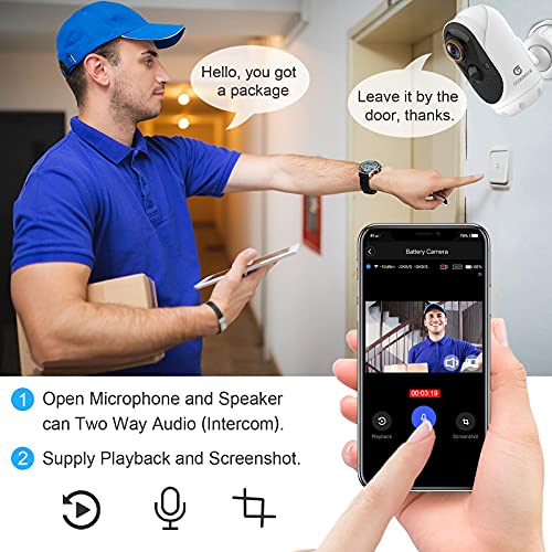 WONGKUO 2021 Upgraded Security Camera Outdoor Wireless 170 Wide Angle View WiFi Rechargeable 1080P Surveillance Camera Home Security Camera System PIR Motion Detection Baby Elder Pet Camera Monitor