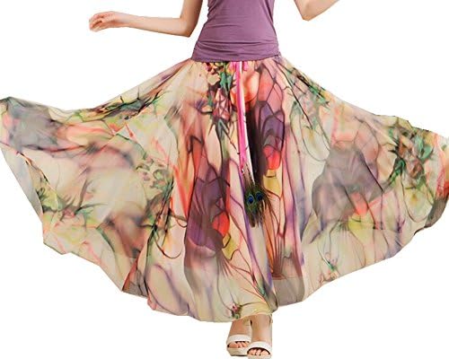 Morovigo Womens Blending Chiffon Retro Long Maxi Skirt Vintage (XL, 2025)