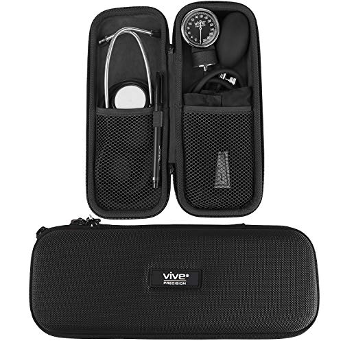 Vive Precision Stethoscope Hard Case - Protective Carry Cover with Handle - Fits Vive Precision and Other Cardiology Brands - Doctor and Nurse Accessories (Black)