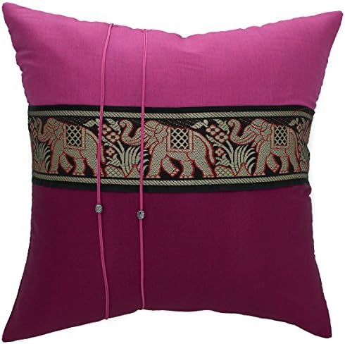 Avarada 16x16 Inch (40x40 cm) Striped Elephant Decorative Throw Pillow Covers Case Cushion Cover for Sofa Couch Chair Bed Insert Not Included Zipper Set of One Pink Fuchsia
