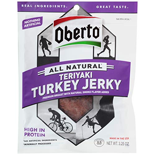 Oberto Natural Style Teriyaki Turkey Beef Jerky, 3.25 Ounce - 8 per case.