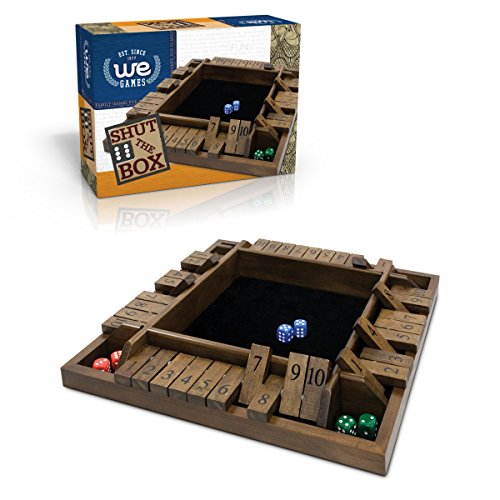 WE Games 4-Player Shut the Box, Travel Size, 8 inches