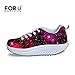 FOR U DESIGNS Cool Casual Galaxy Print High Heels Lace Up Platform Sneakers Shape Ups Shoes for Women US 8