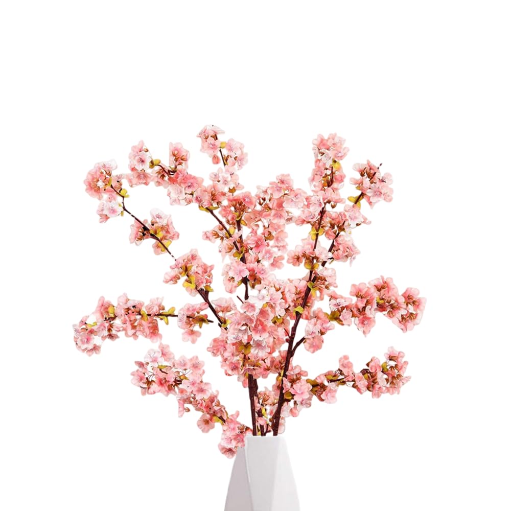 3 Pcs Artificial Cherry Blossom Branches 39.4'' Faux Cherry Blossom Stems Silk Cherry Blossom Branches,for Wedding Home Decor,Pink
