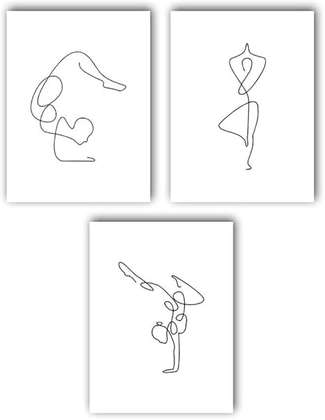 Amazon Co Jp ヨガポスターミニマリストウォールアートパネル抽象線キャンバスプリントヨガガールボディーアートパネル絵画インテリアリビングヨガルーム寝室の装飾写真40x50cmx3フレームなし ホーム キッチン