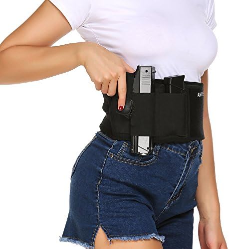 Belly Band Holster for Concealed Carry Waist Band Handgun Carrying System (black)