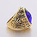 MASOP Jewellery Vintage Mens Stainless Steel CZ Ring Gold Biker Celtic Band Blue Round Stone