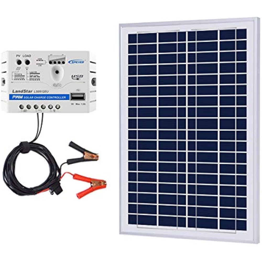 Solar Panels 25W 12V Charger Kit, Watts Polycrystalline " 5A Controller