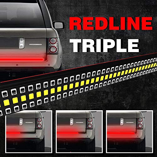 MAIKER 60" Redline TRIPLE LED Tailgate Bar Solid Red Turn Signal Full Function Reverse Brake Running Lights for Pickup SUV Jeeps RV Dodge Ram Toyota Chevy GMC