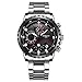 NIBOSI Men's Watches Analog Minimalist Black Dial Watches for Men Business Chronograph Military Casual Wrist Watches Stainless Steel Strap Date