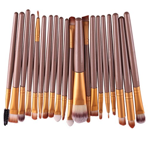 MELADYPro 20pcs Multi-function Cosmetic Powder Foundation Eyeshadow Eyeliner Lip Makeup Brushes Sets (Gold-Gold)