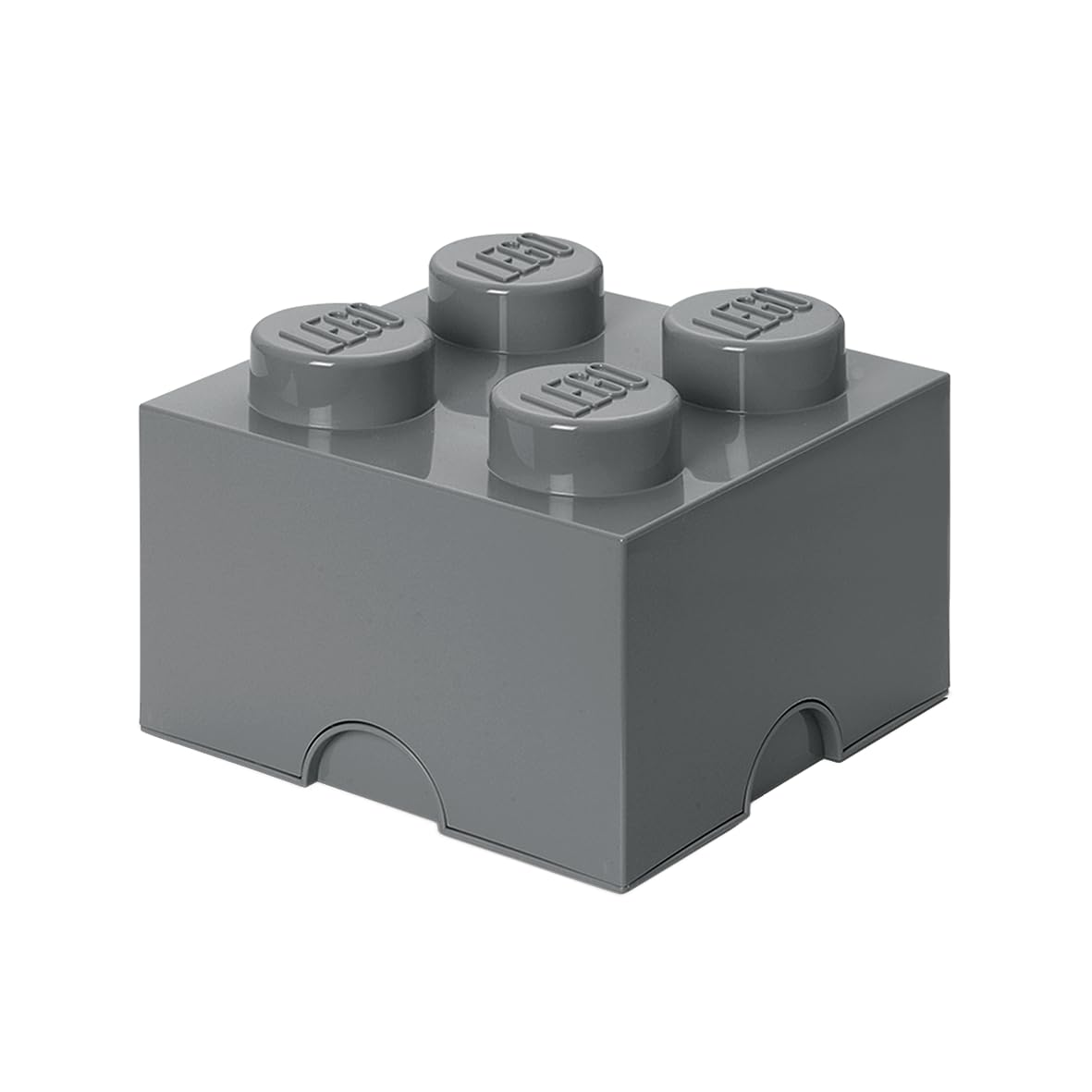 LEGO Storage Brick 4 Knobs Dark Grey - Stackable Plastic Storage Box with Lid for Kids and Adults Ideal Desk Organizer and Toy Box - 5.6L Capacity