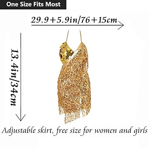 Drecode Sequin Fringe Skirt Dress Glitter Tassel Skirt Festival Rave Space  Cowgirl Outfit Carnival Party Dance Costumes for Women and Girls (Gold) in  Kenya | Whizz Everyday Apparel Essentials
